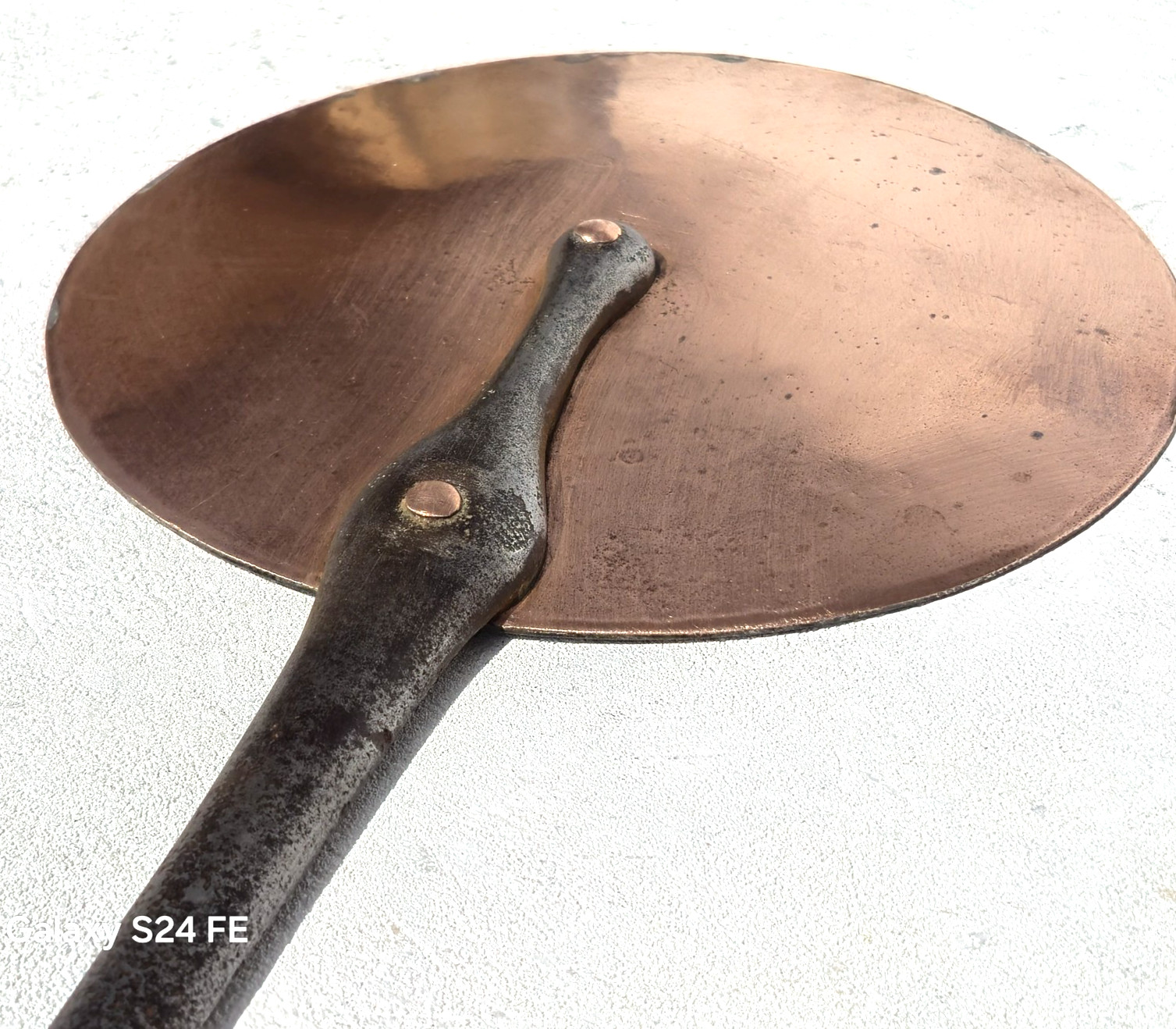 Vintage 7.1inch French Copper Pan Splash Lid Cover Tin Lining Gift Idea