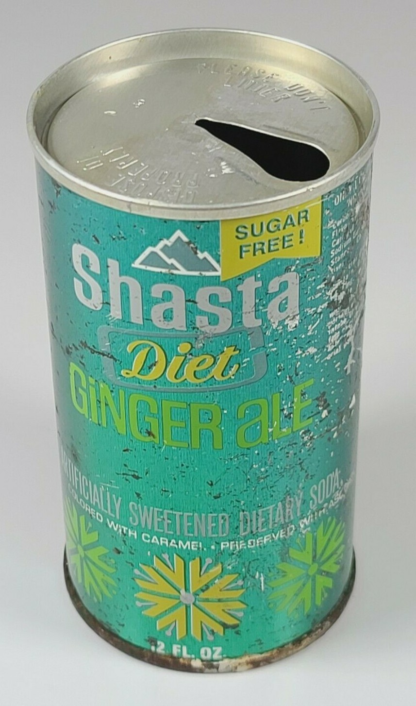 Vintage Shasta Diet Ginger Ale Soda Pop Can Straight Steel Consolidated Foods
