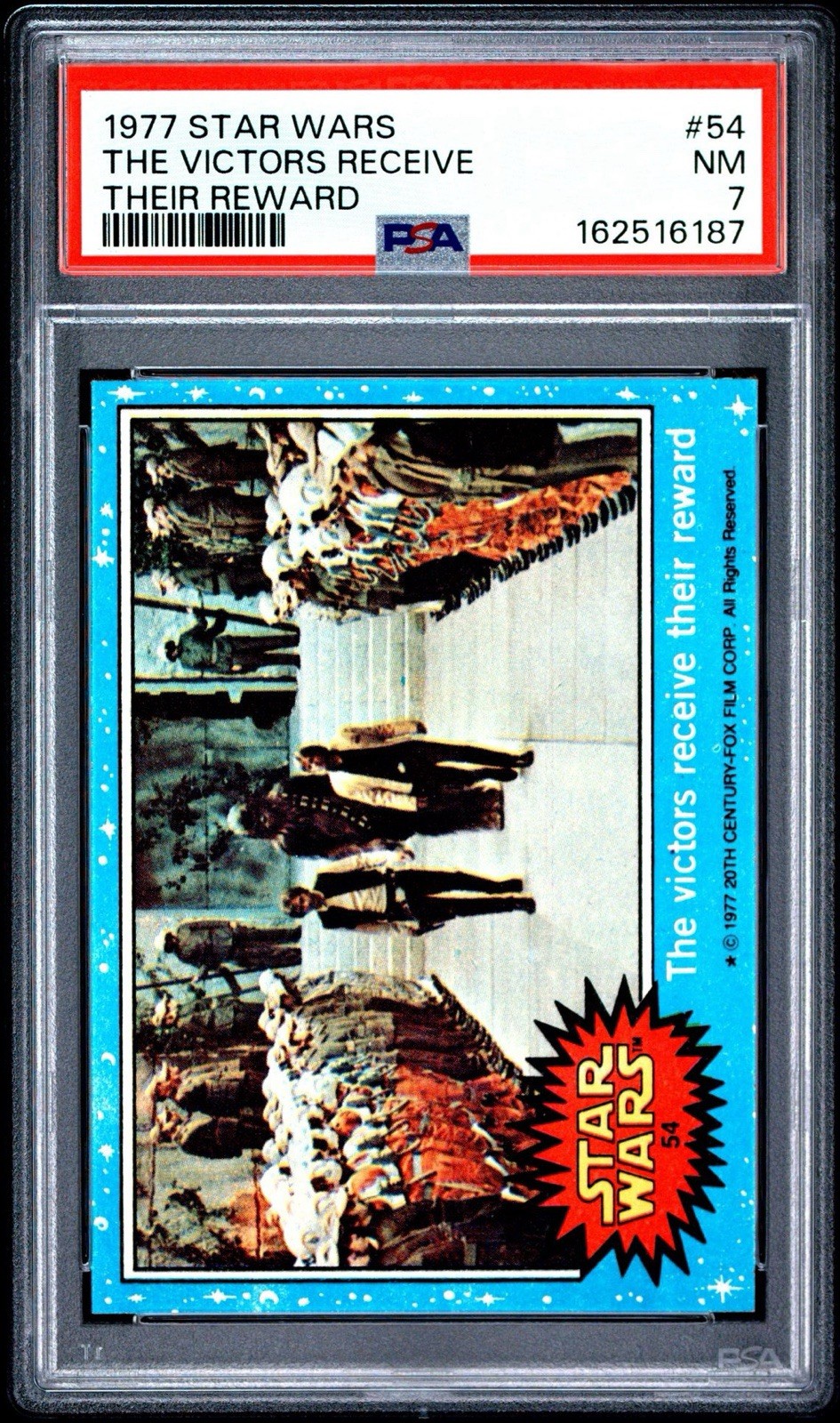1977 Topps Star Wars Card #54 The Victors Receive Their Reward PSA 7 NM