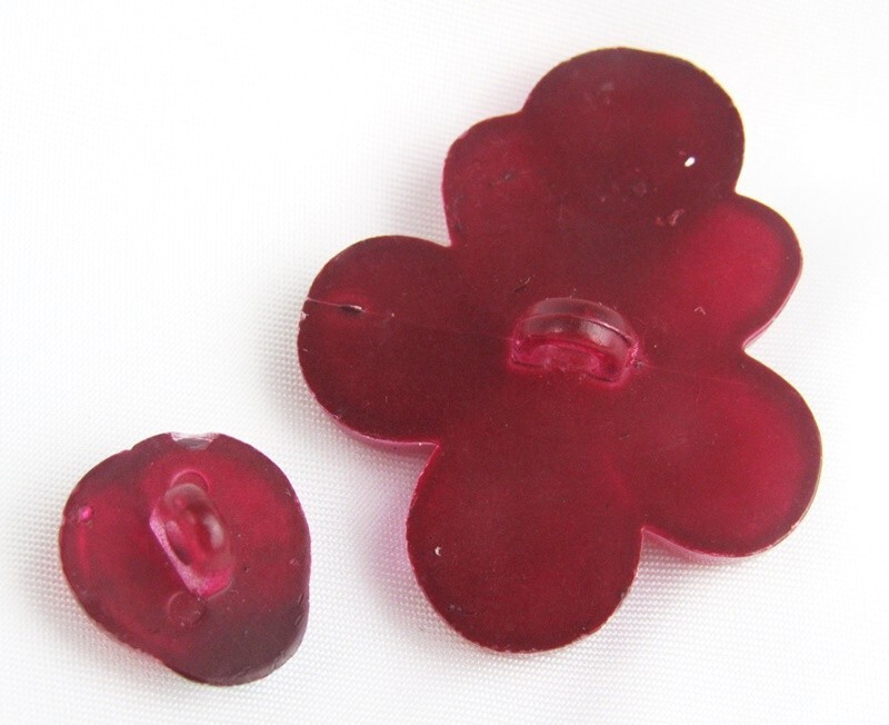 Vintage Red Lucite Plastic Flower Daisy Ladybug Two-Piece Button Set