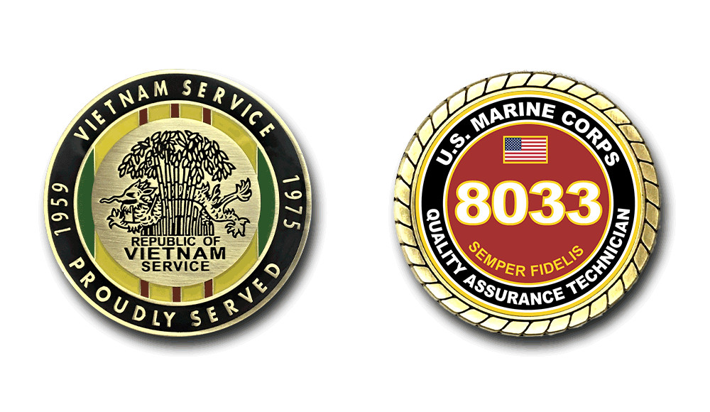 USMC 8033 Quality Assurance Technician Vietnam Service Challenge Coin