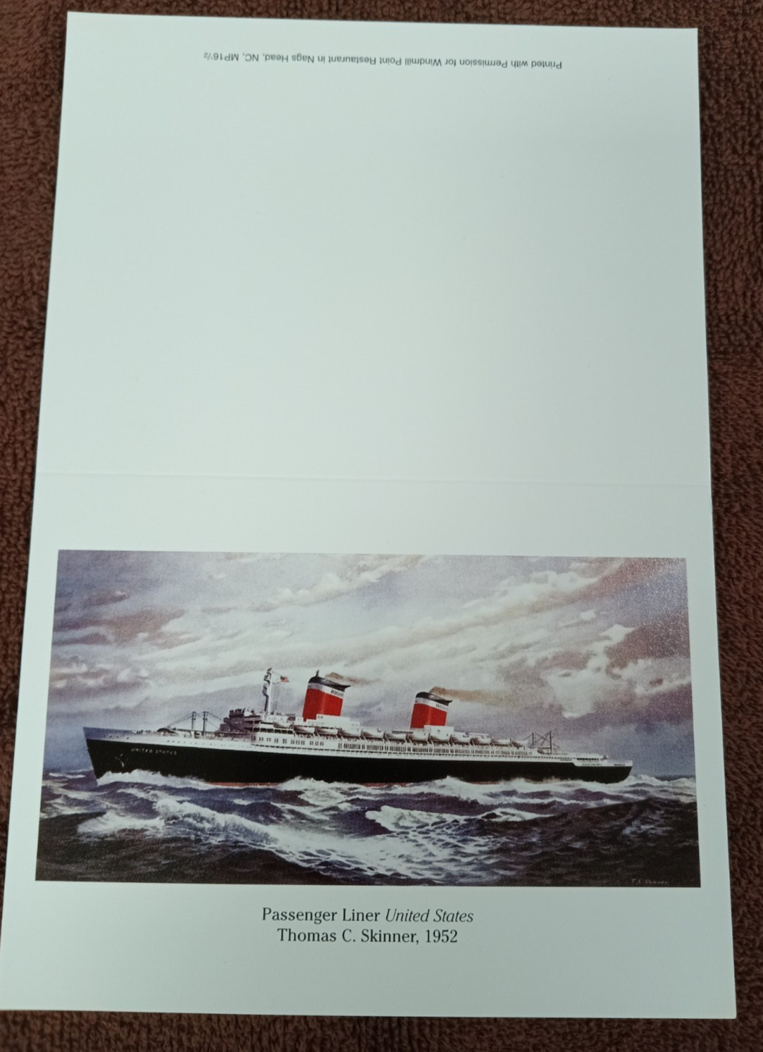 SS United States T.C. Skinner Windmill Point Restaurant card Stock