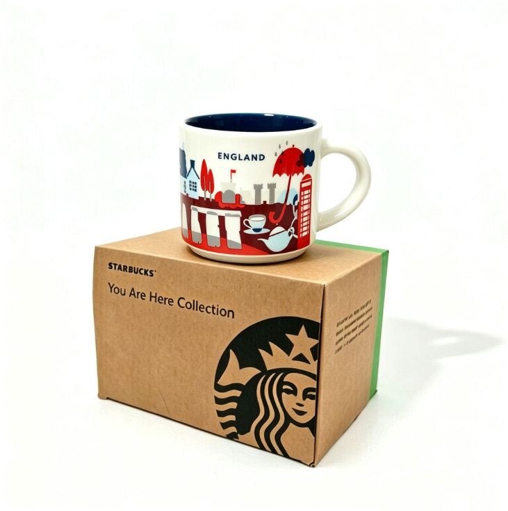 Starbucks You Are Here England Mini Ceramic Mug 2oz Travel Souvenir Coffee Cup