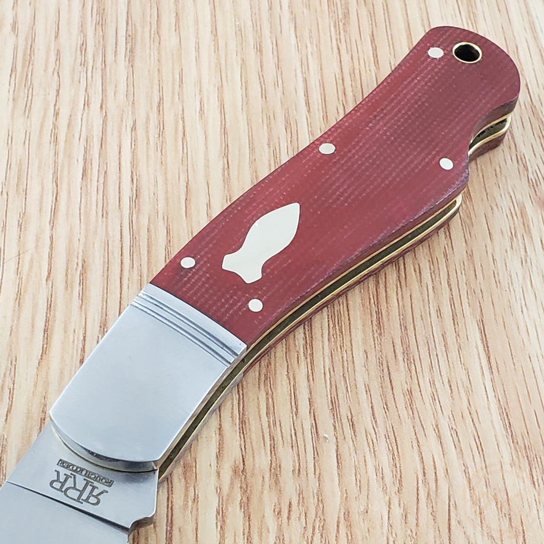 Rough Ryde Reserve Folding Knife D2 Tool Steel Blade Red Canvas Micarta Handle