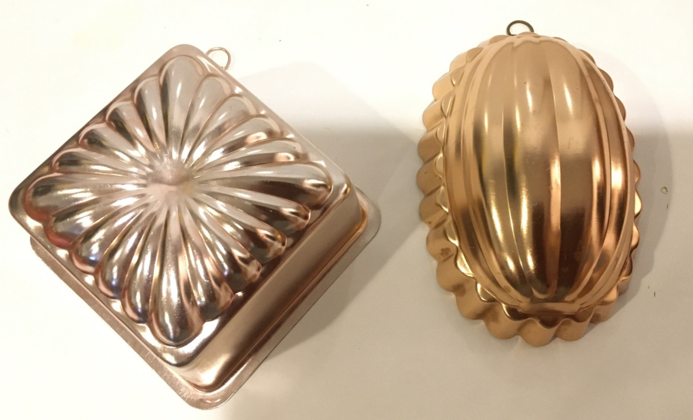 Vintage Aluminum Jello Mold Copper 2 Colored Oval & Squared