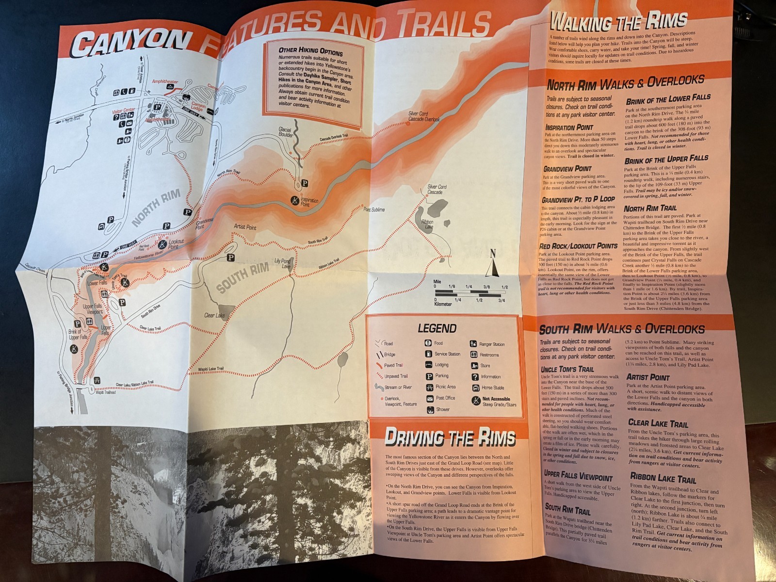 YNP Canyon Foldout Brochure: Yellowstone National Park Falls and Map – May 2000