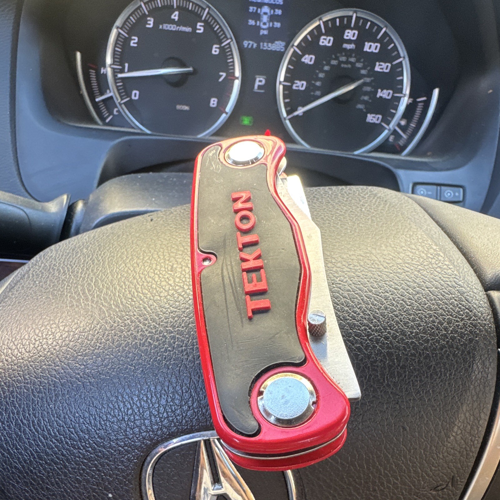 TEKTON Red/Black Folding Utility Pocketknife Steel Blade Liner Lock