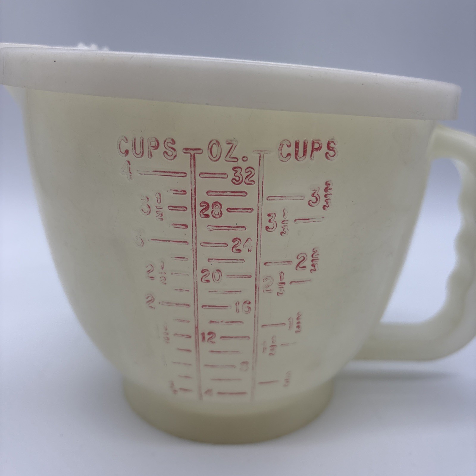 Vintage 1977 Tupperware #1288 Mix N Store 4-Cup Measuring Pitcher w/ Lid, Cap