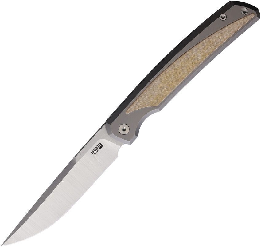 Pena Knives Sicario Folding Knife 3.63″ CPM-M4 Steel Blade Titanium / Micarta