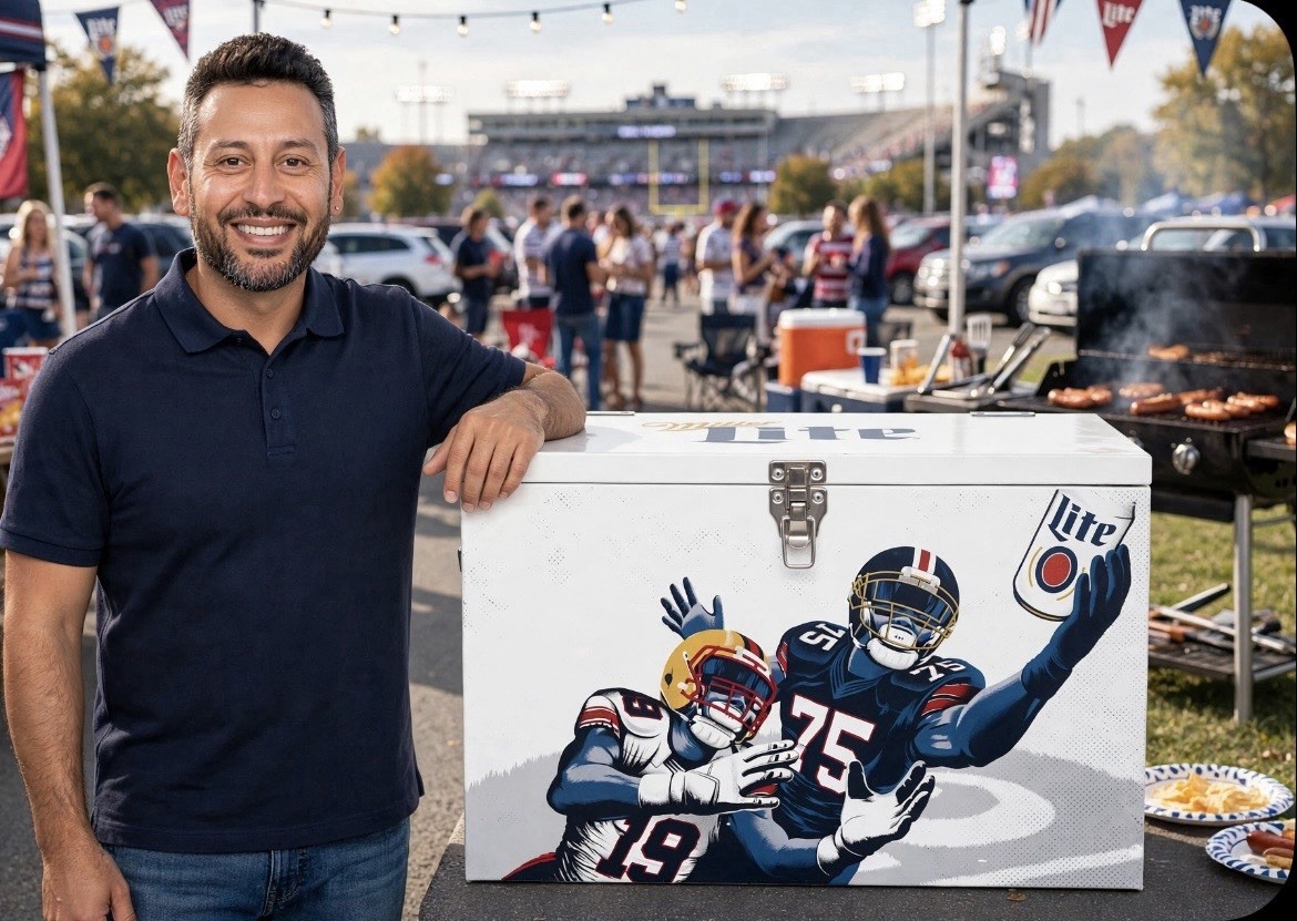 Miller Lite Game Time Collectible Beer Cooler Box Football Design Breweriana