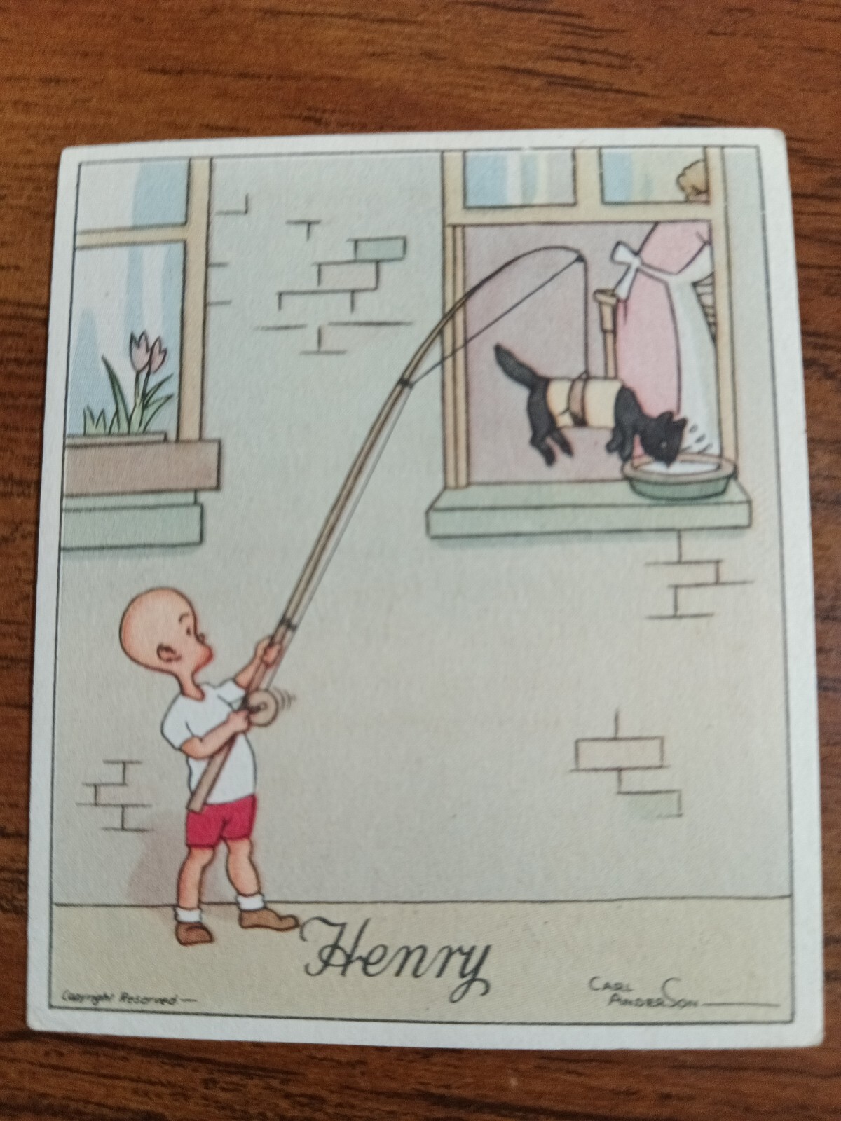 1935 J. WIX & SONS HENRY Comics 1st Series Fishing Pole With A cat at the End