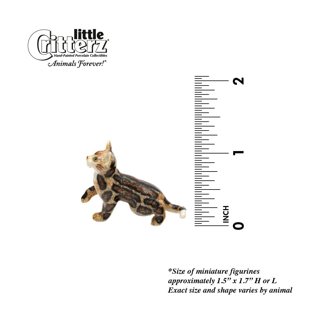 Little Critterz Cat – Marble Bengal Cat “Spirit” – miniature porcelain figurine