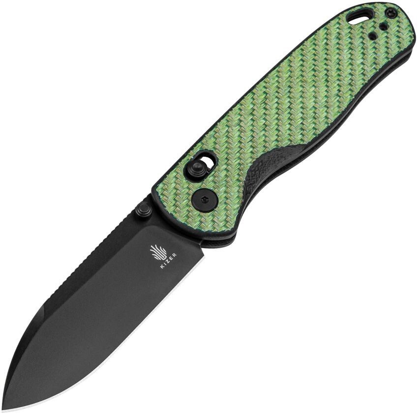 Kizer Cutlery Drop Bear Folding Knife 3″ Black Nitro V Steel Blade CF/G10 Handle