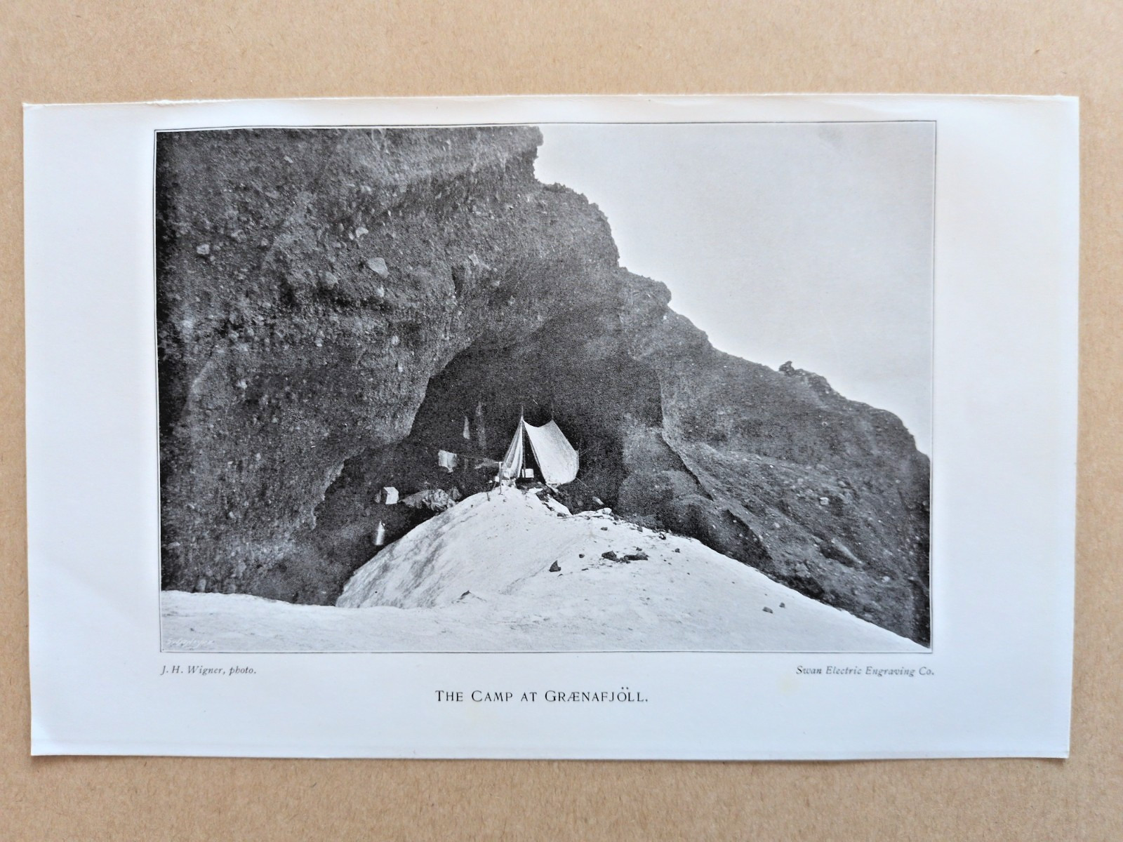 The Camp at Graenafjoll, Iceland – Antique Print – 1904