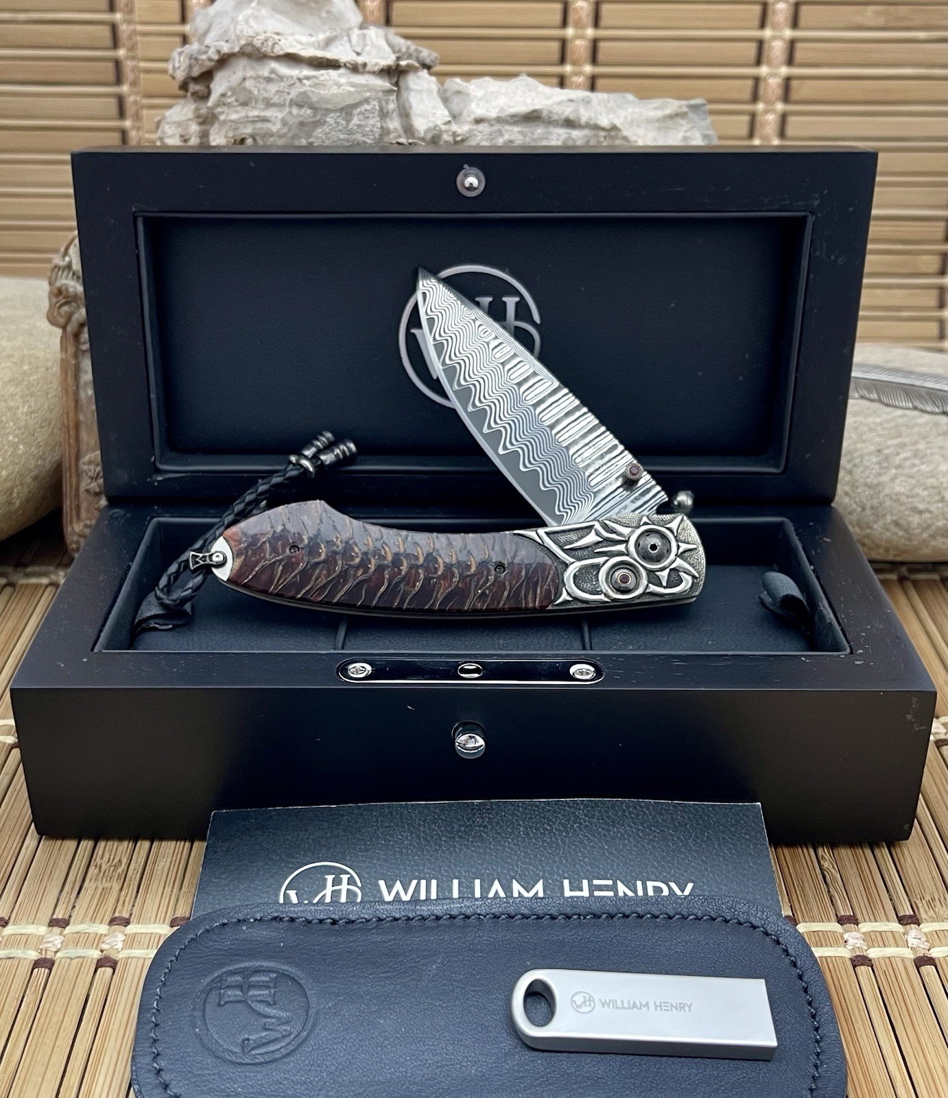 William Henry Norway Blue Spruce Pine Cone B12 Red Lodge Damascus Knife 1/50