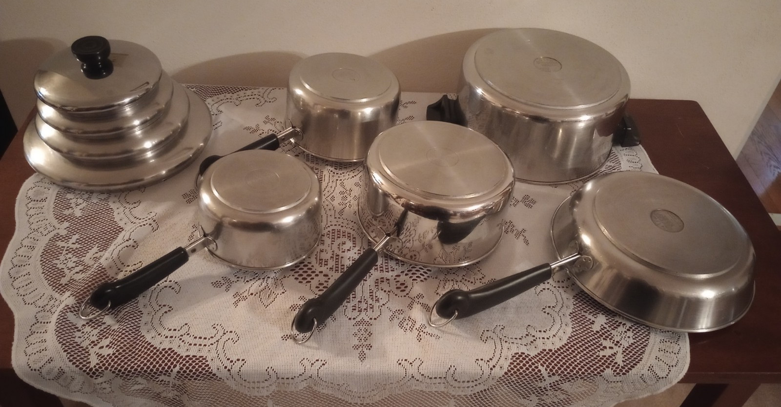Revere Ware 1801 Stainless Steel Tri-Ply Pots 9 Pc Set 1qt,1.5qt,2qt, 4.5qt, 9in