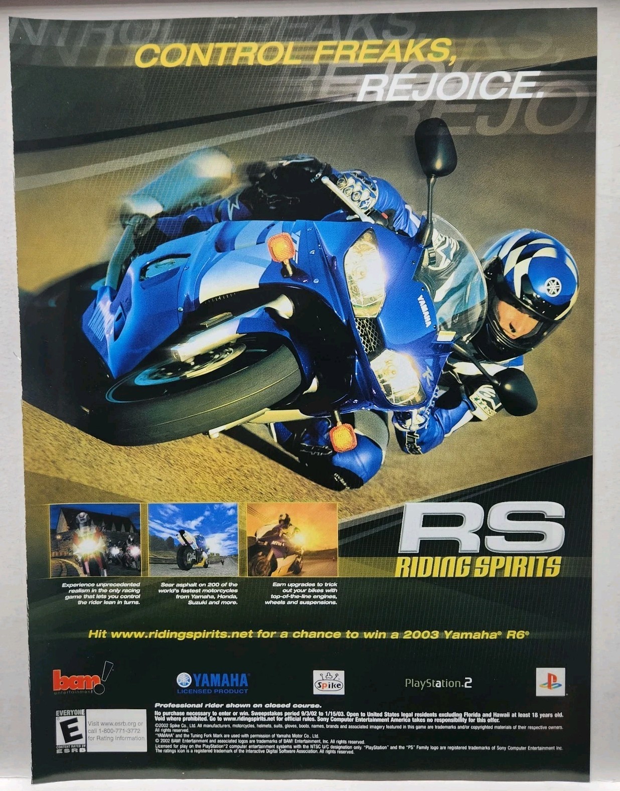 2002 RS Riding Sprits Sony Playstation 2 PS2 Yamaha Print Ad Poster Promo Art