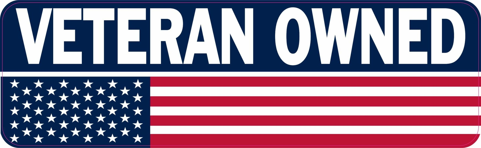 10in x 3in Veteran Owned Vinyl Sticker American Flag Business Window Sign Decal