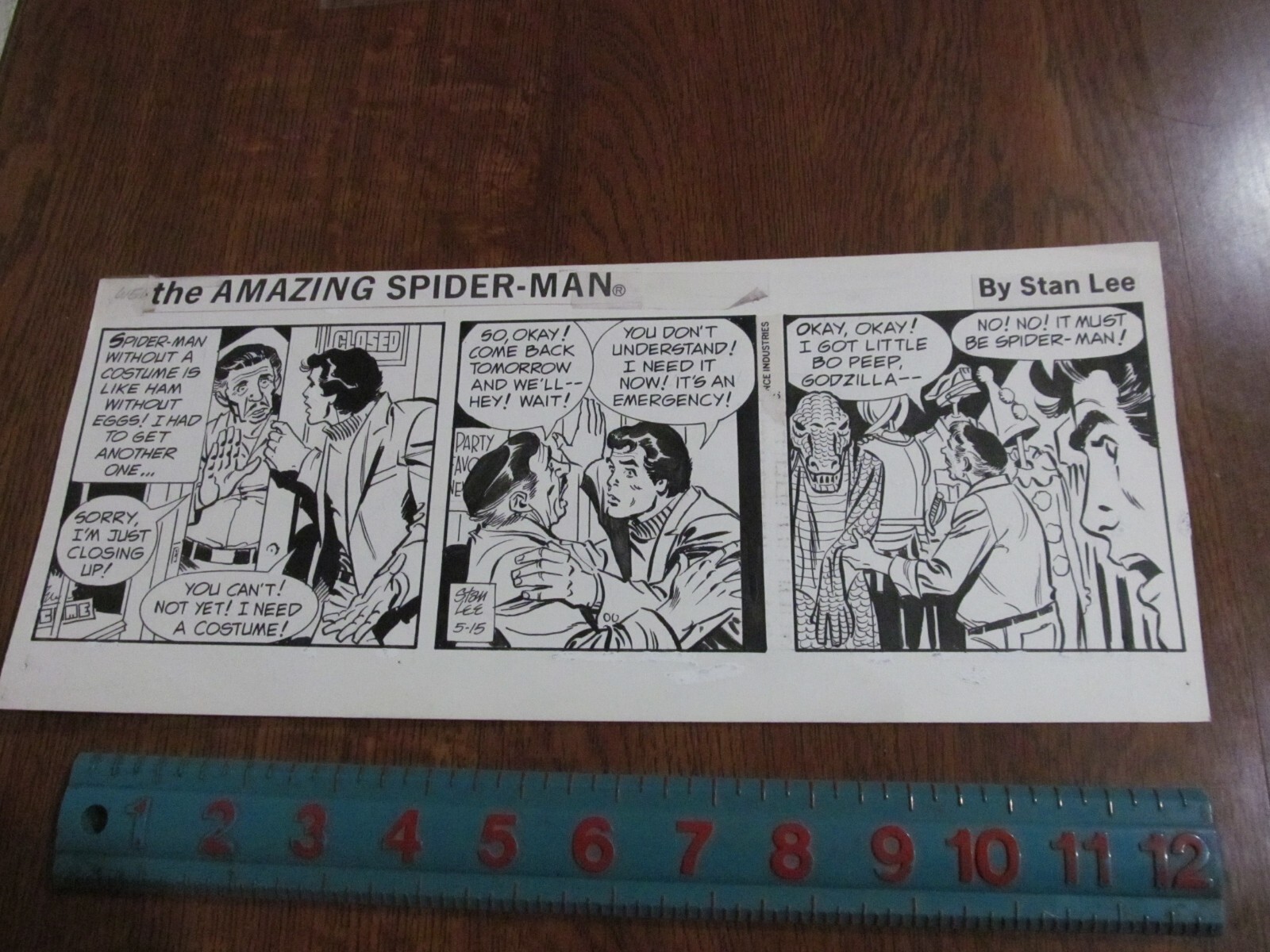 AMAZING SPIDER-MAN ORIGINAL COMIC STRIP ART, peter parker, 5-15 1985