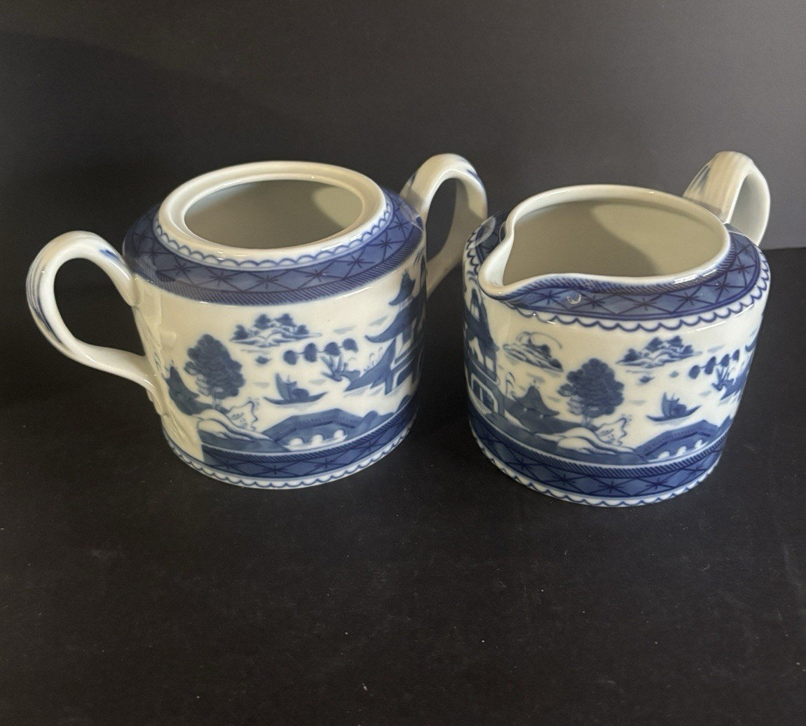 Mottahedeh Blue Canton Cream Pitcher And Sugar Bowl