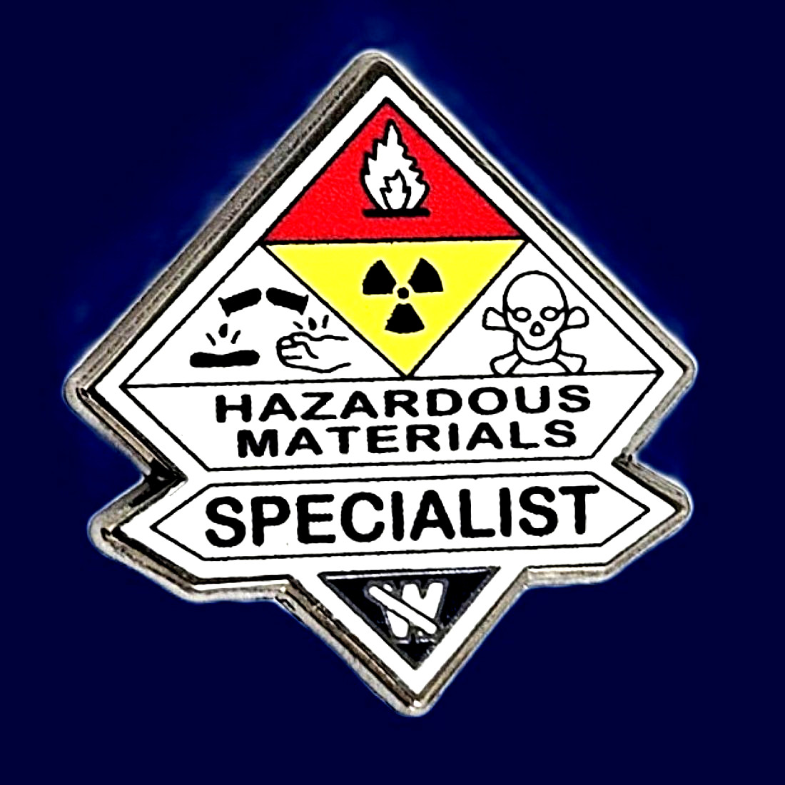 HAZARDOUS MATERIALS SPECIALIST PIN 1-1/8″, Crafted with Black-Nickel Pltd, #993