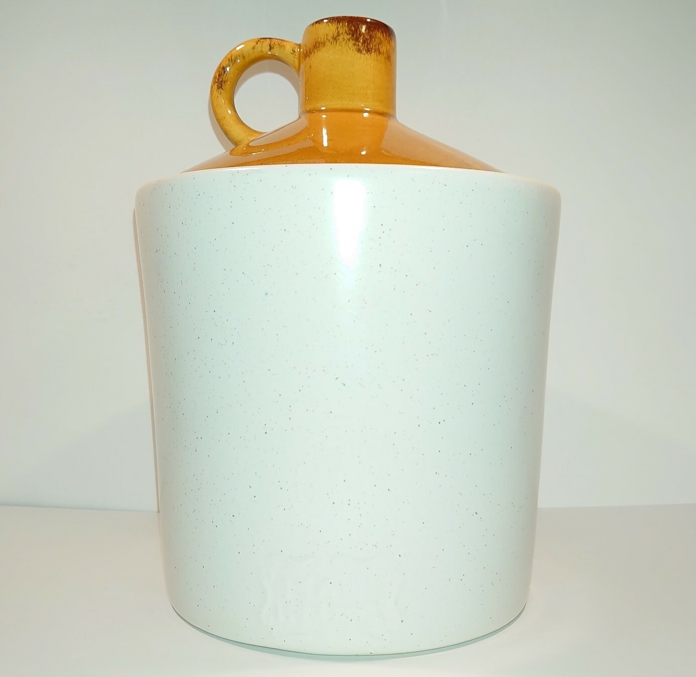 Vintage McCoy Moonshine Cookie Jug Cookie Jar 11″T x 7.5″ Diam Cream & Tan VGUC