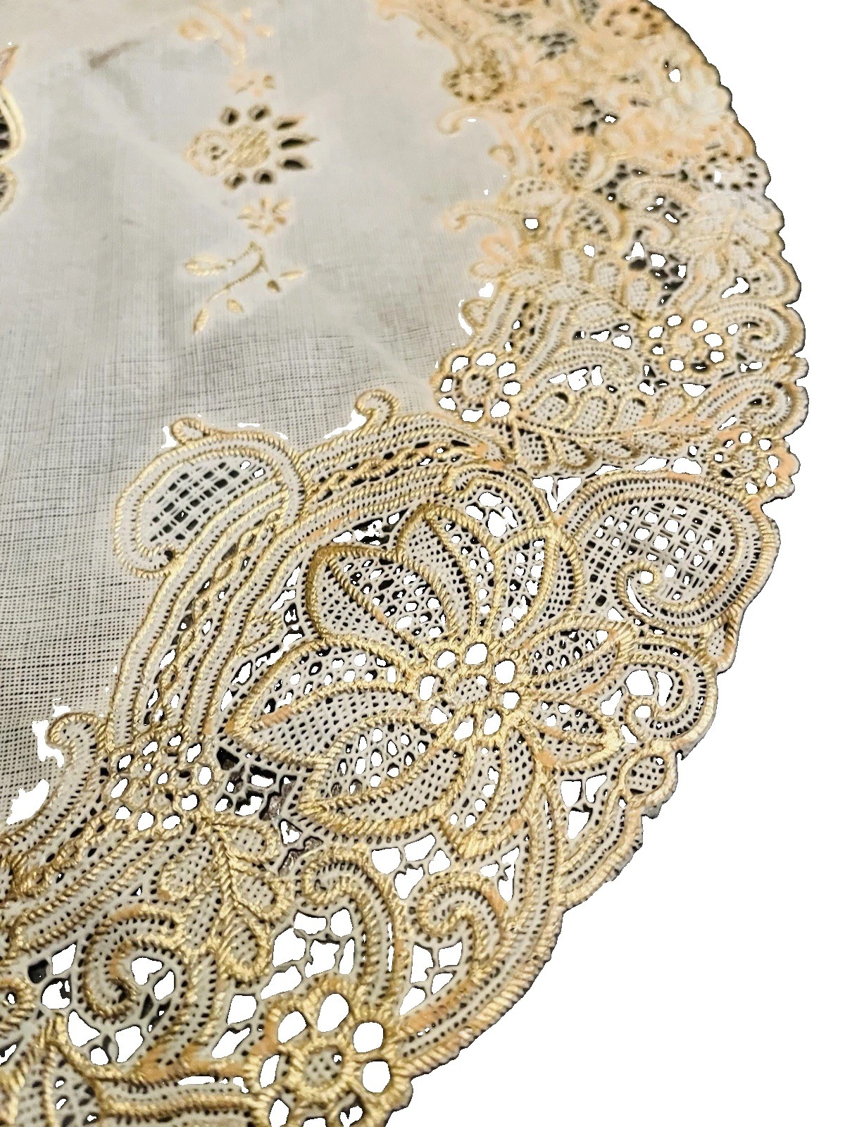Antique VERY FINE FILET LACE Centerpiece Doily 23″ AUTHENTIC ANTIQUE LACE c1900