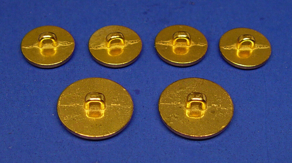 MERIT JACKET REPLACEMNT BUTTONS 6 GOLDEN BRONZE TONE SOLID METAL GOOD USED COND