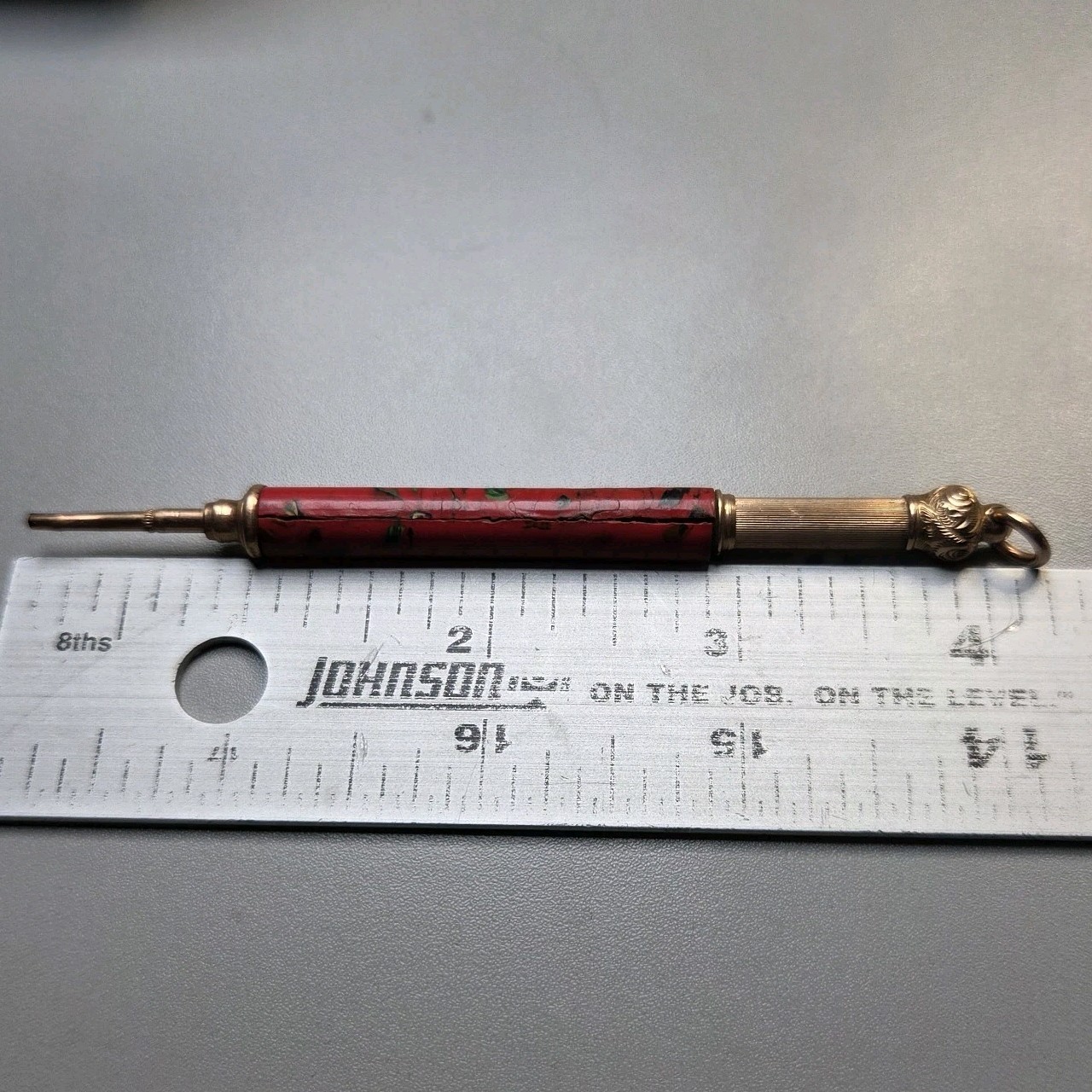 EDWARD TODD & Co. CELLULOID GOLD-FILLED RETRACTABLE MECHANICAL PENCIL CHATELAINE