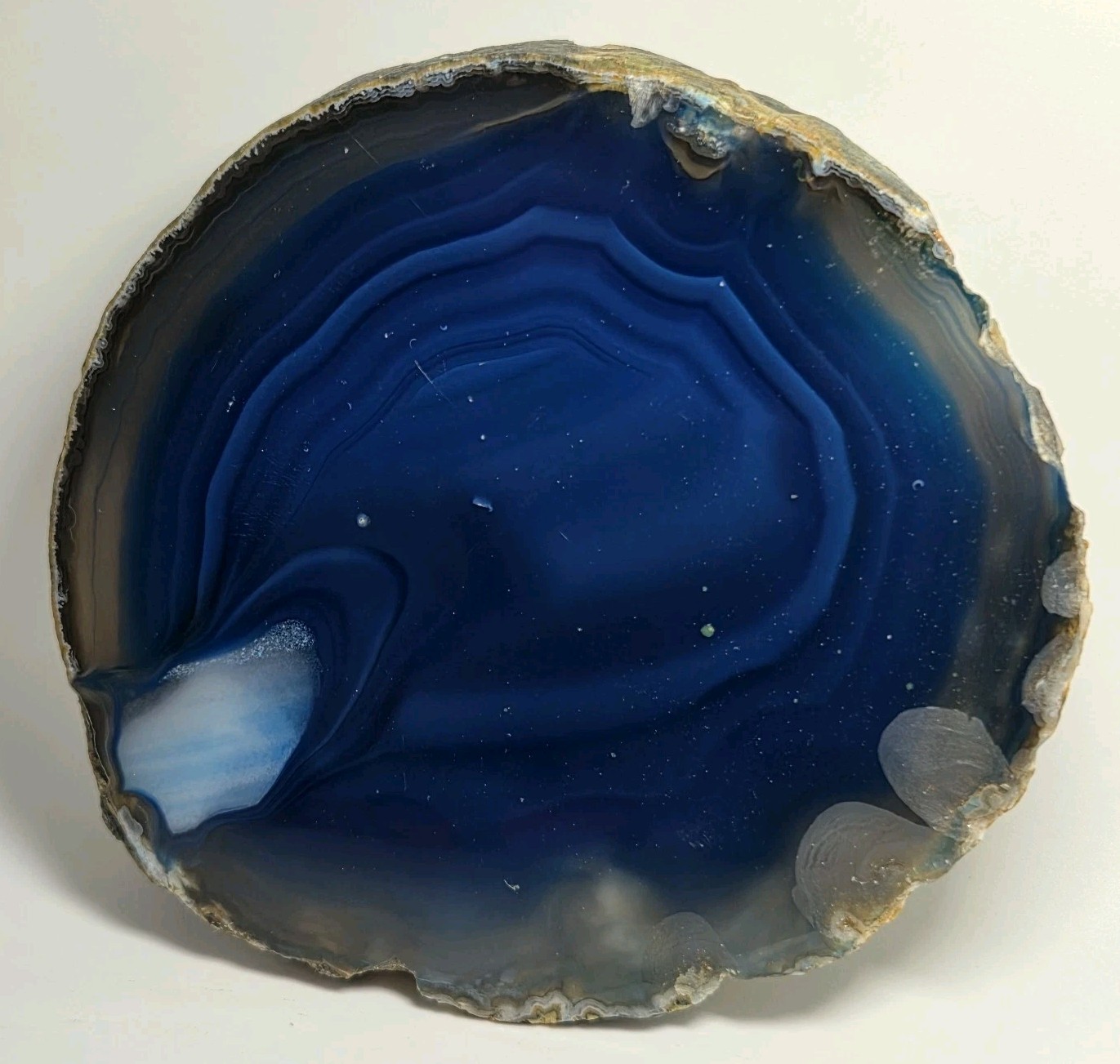 Blue White Gray Agate Slice Geode Polished Crystal Quartz Gemstone Healing