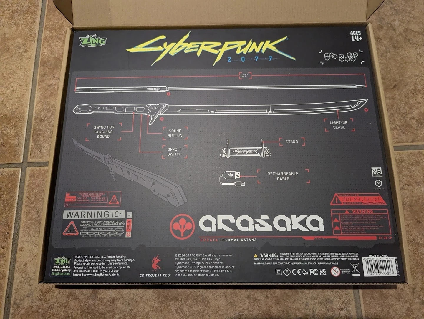 CYBERPUNK 2077 Edgerunners Thermal Errata LED Katana + Stand Cosplay Replica