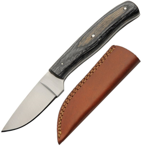 Ash Fixed Knife 3.25″ Stainless Steel Full Tang Skinner Blade Black Wood Handle