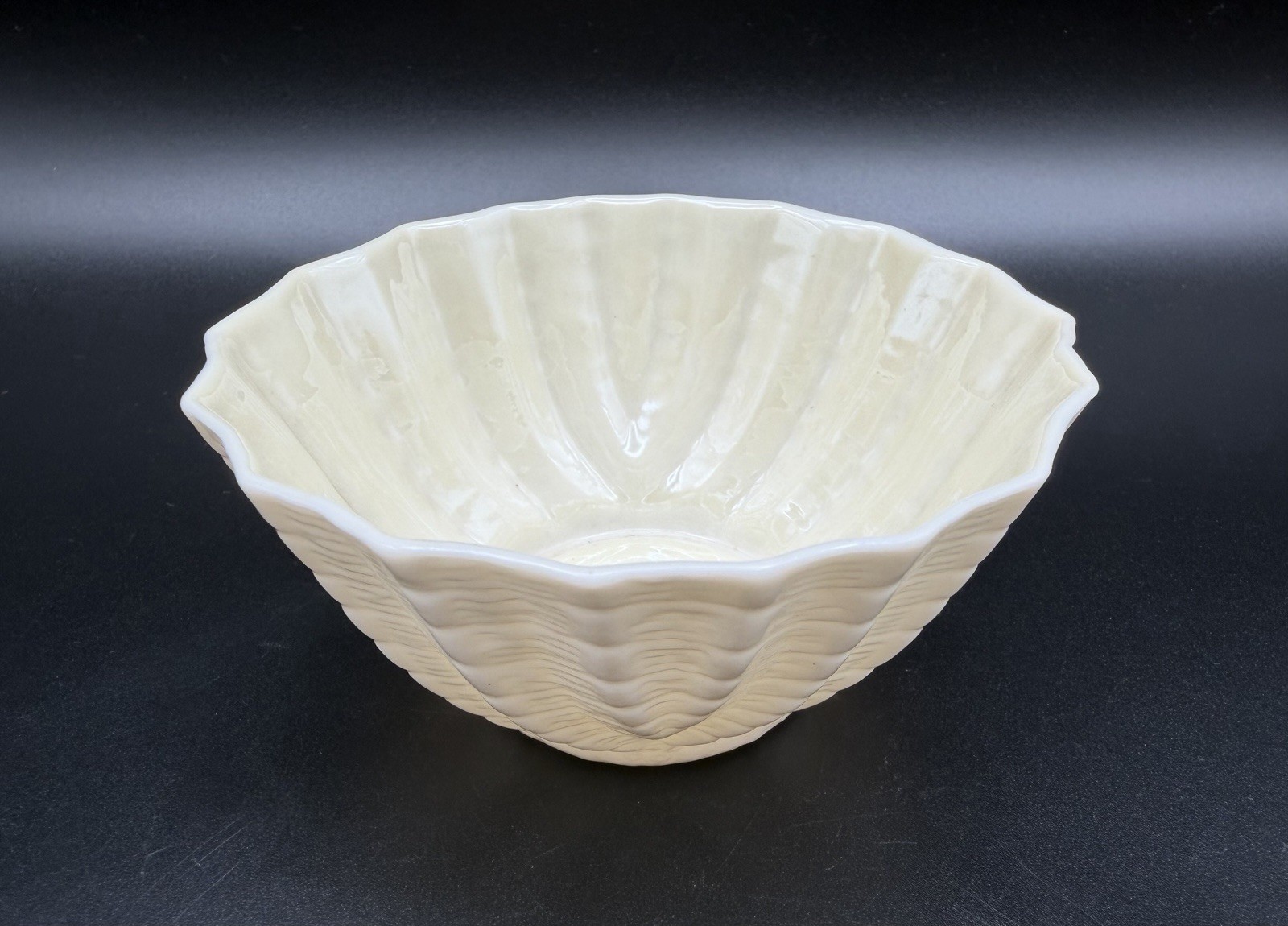 Belleek Irish Porcelain Double Shell Open Sugar Bowl 3.5” Vintage 1955-1965