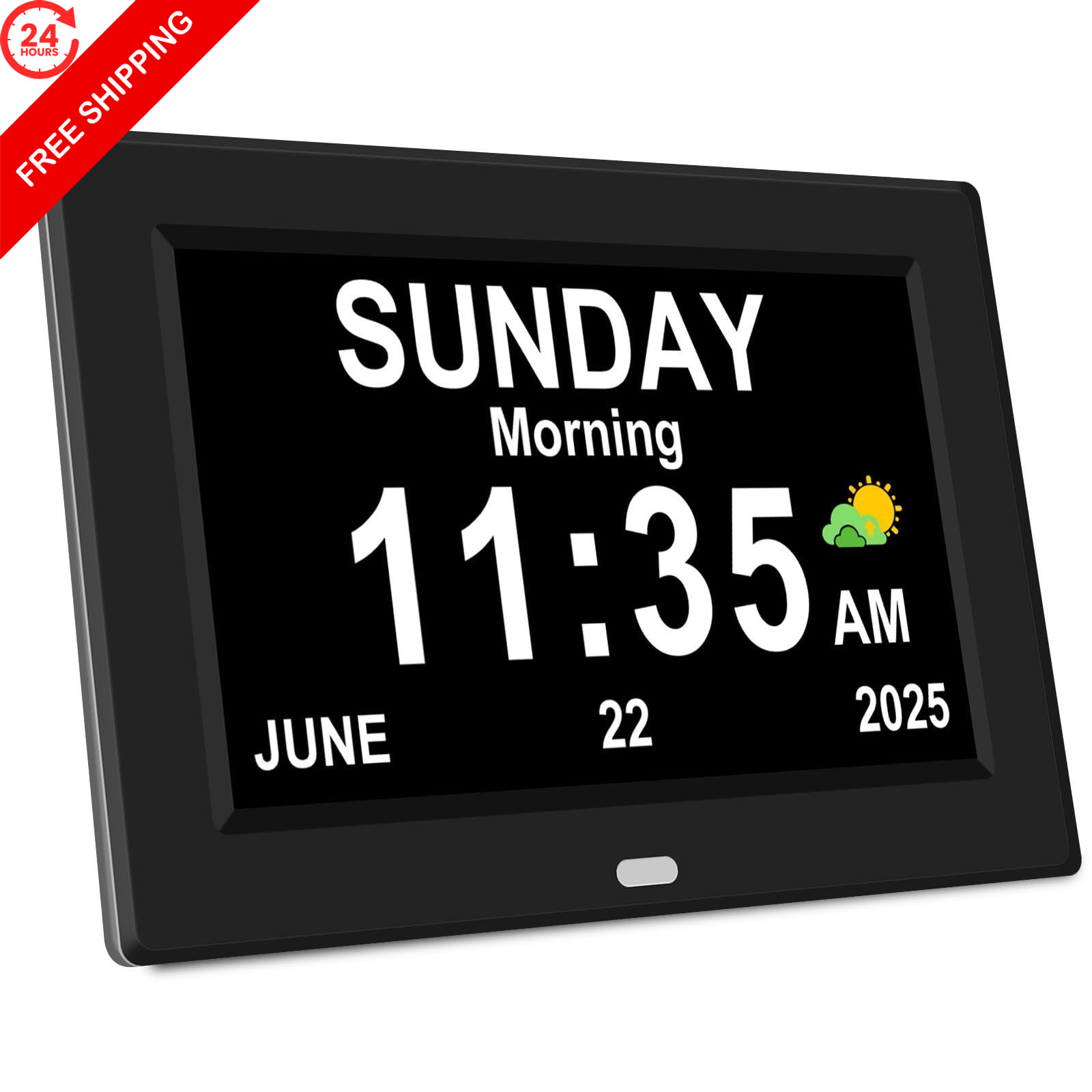 7‘’ Digital Alarm Clock for Elderly Large Display Seniors 7”, Black