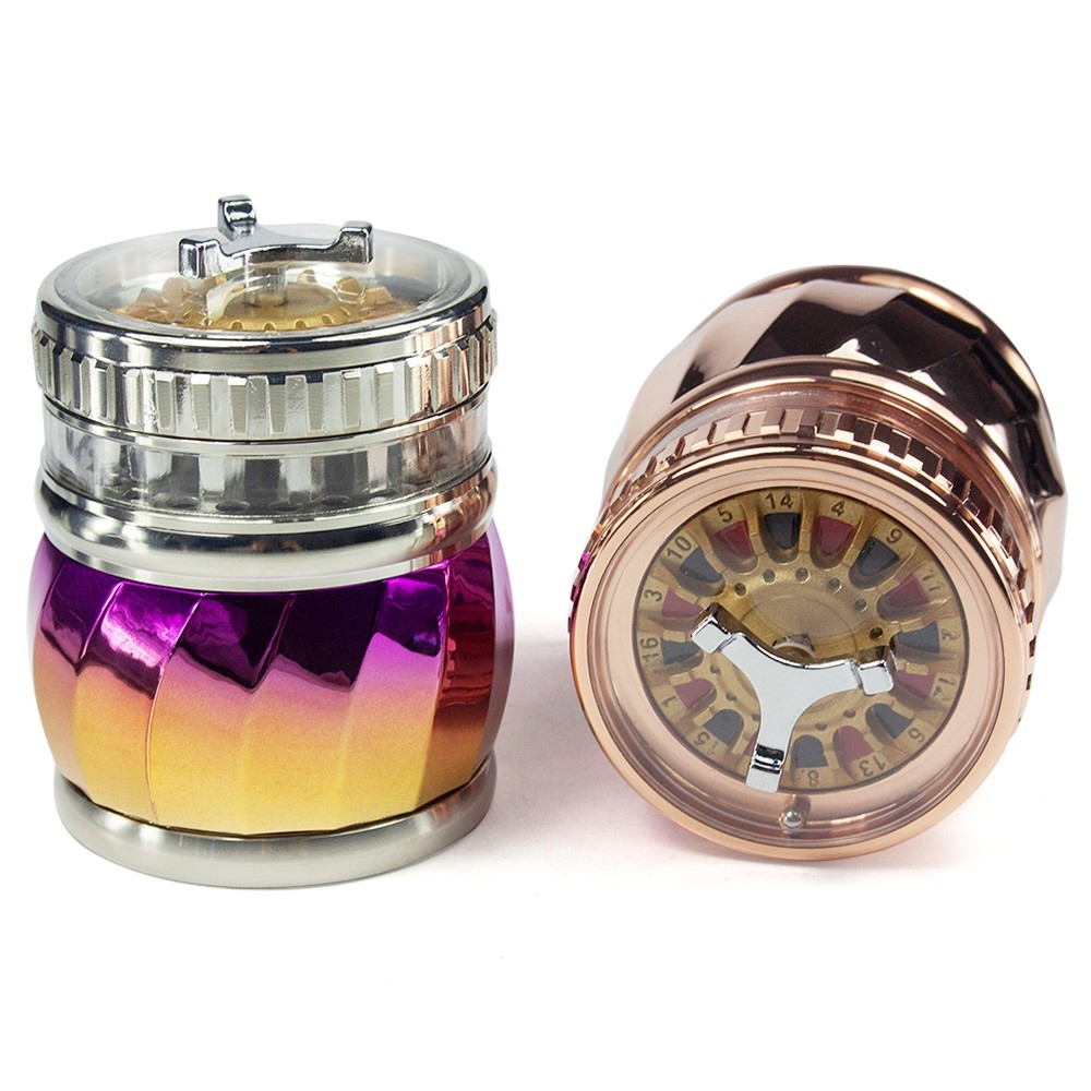 2.5″ 4 Piece Grinder Tobacco Herb Spice Crusher Roulette Top W/ Frosted Windows