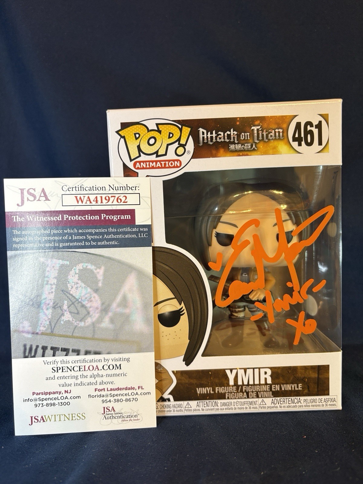 Elizabeth Maxwell Autographed Funko Pop! Attack On Titan Ymir #461 JSA Authentic