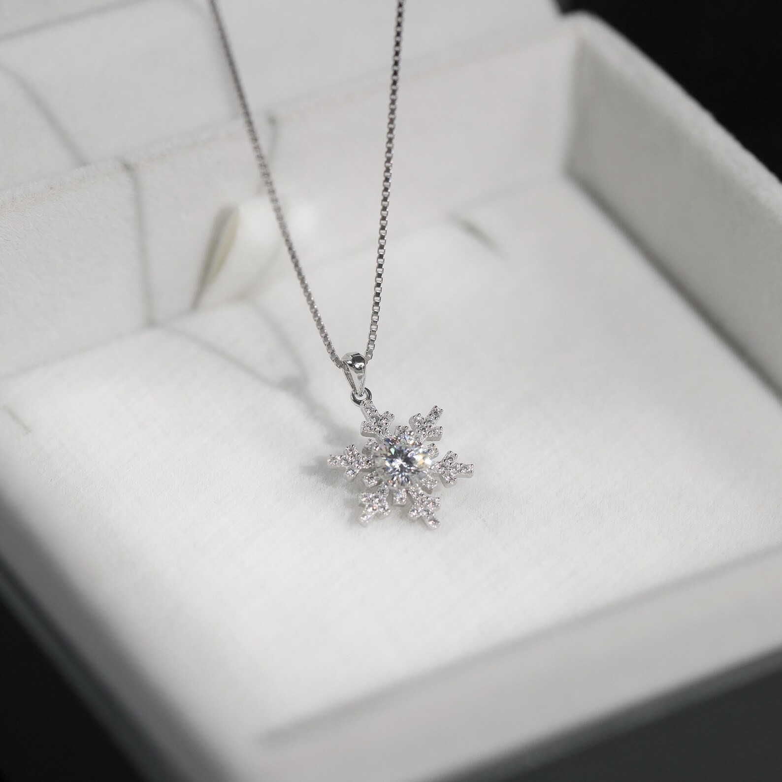 5.12 Carat Diamond Snowflake Pendant with 18″ Chain 14K White Gold Over Women’s