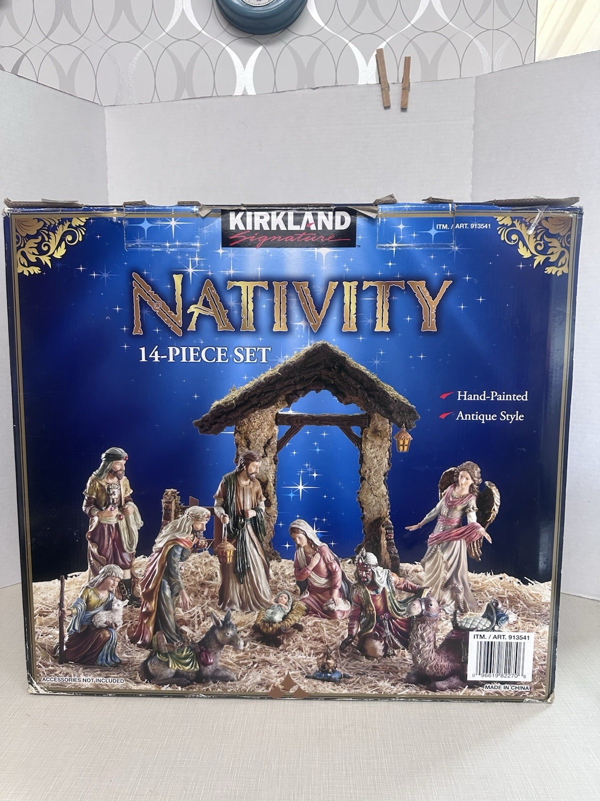 KIRKLAND SIGNATURE 14 Piece Hand Painted Nativity Set Antique Style Large 913541