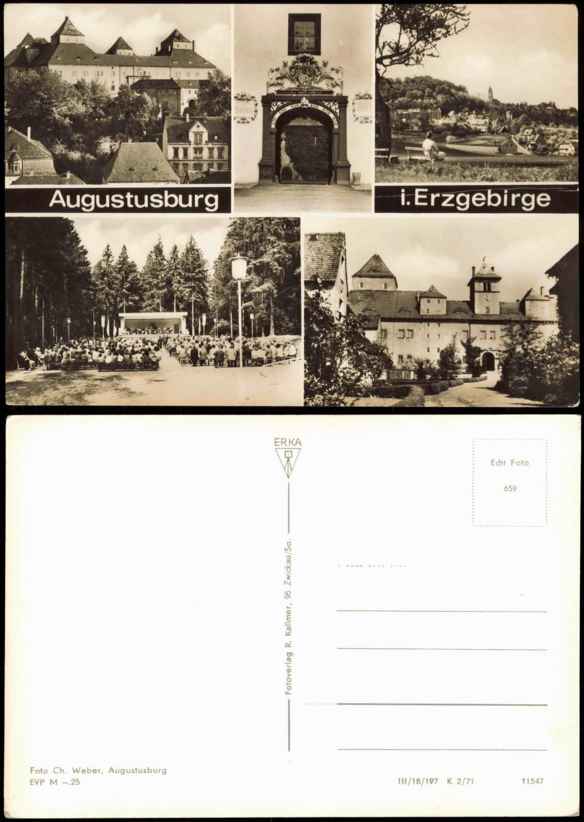 Augustusburg Erzgebirge GDR multi-picture map with district views 1971