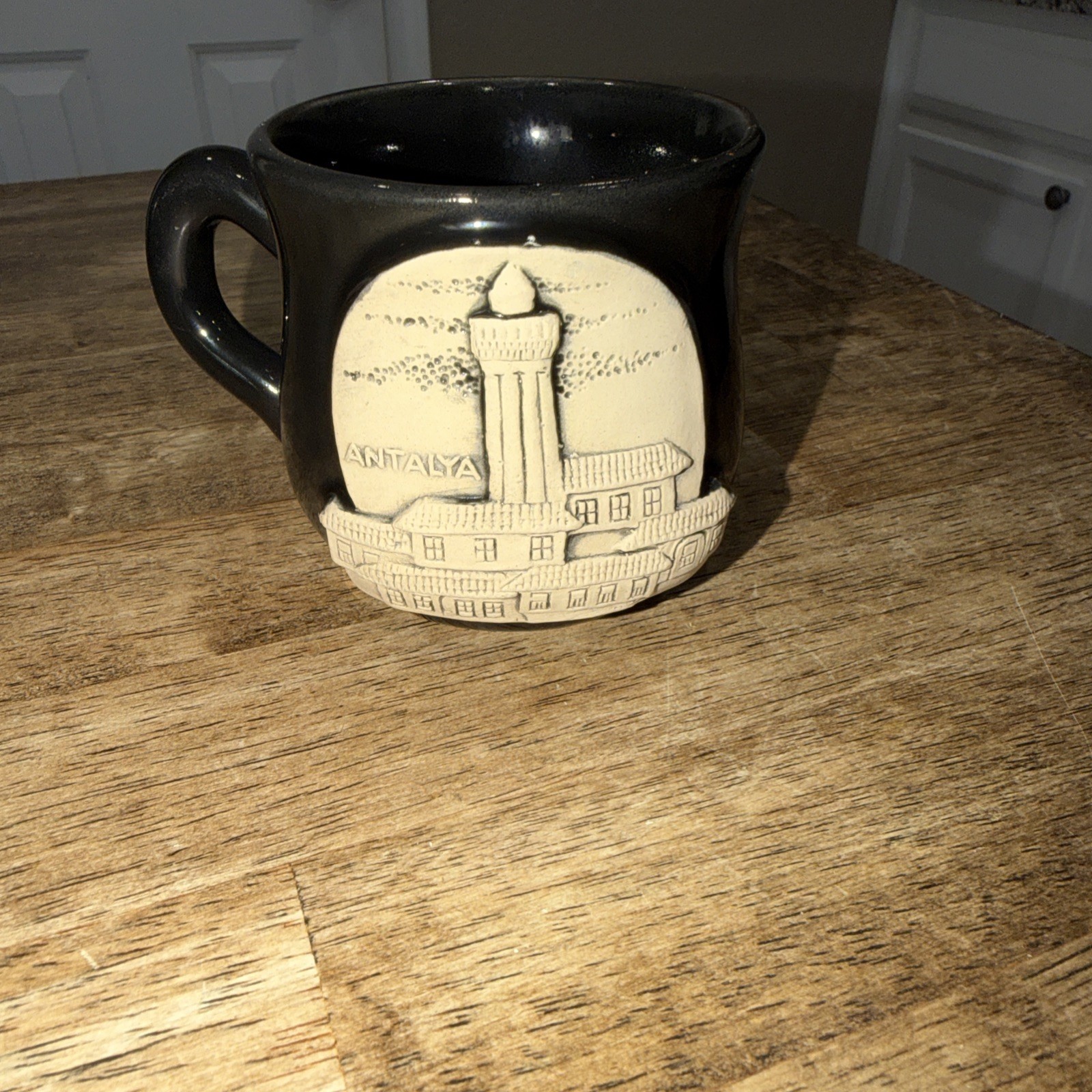 Antalya Turkiye Turkey Ceramic Mugs – Relief Design on Black