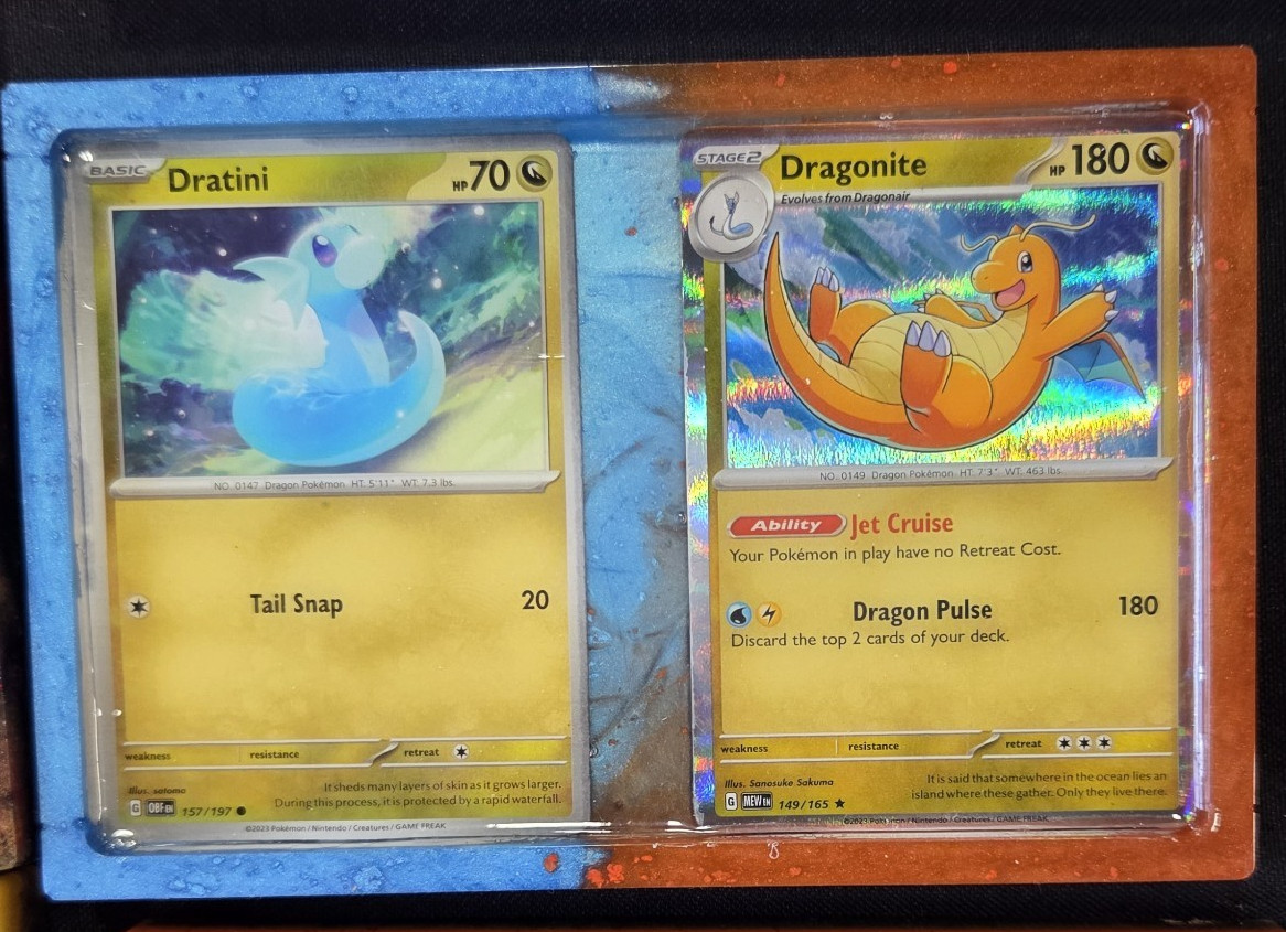 Handcrafted Epoxy Resin Pokemon Card Trinket Tray Decor – Dratini & Dragonite