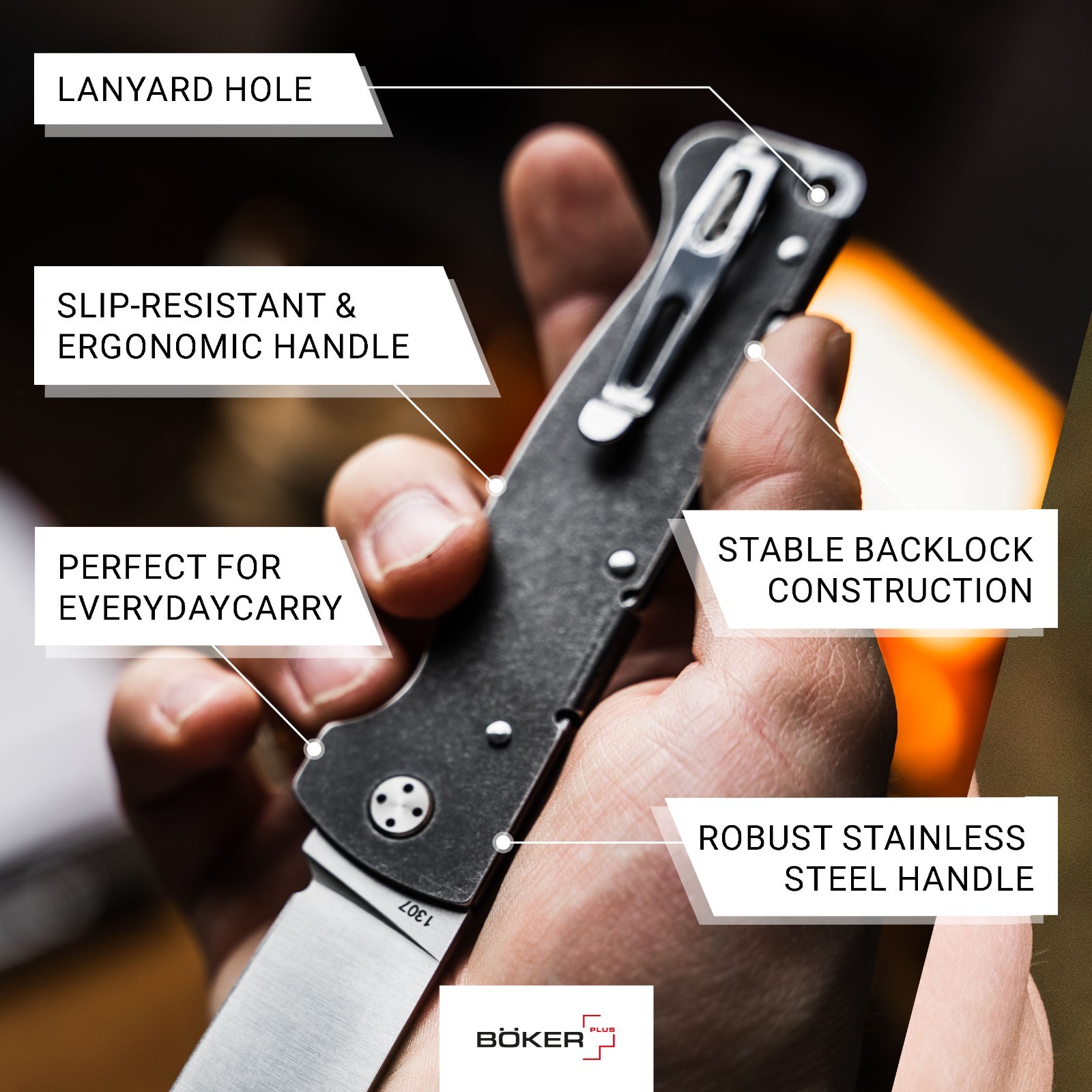 BOKER PLUS Altas Backlock Big Folding Knife 12C27 Steel Handle Black 01BP0062