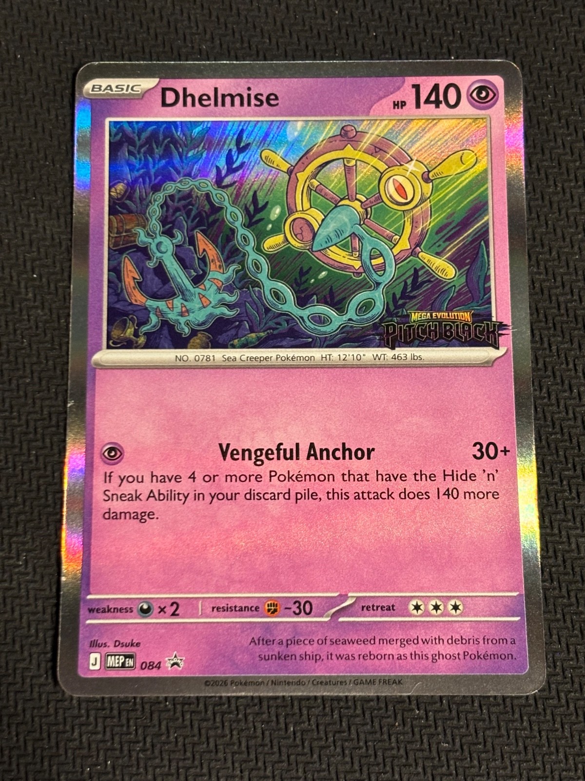 Pitch Black Prerelease Stamped Promo Card Dhelmise Black Star Promo NM MEP 084
