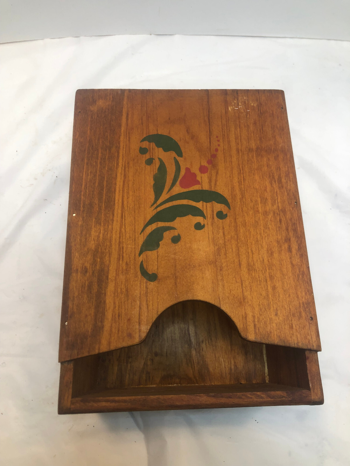 Vintage Small Wooden Matchbox Toothpick Holder Country Primitive Rustic 9.75″