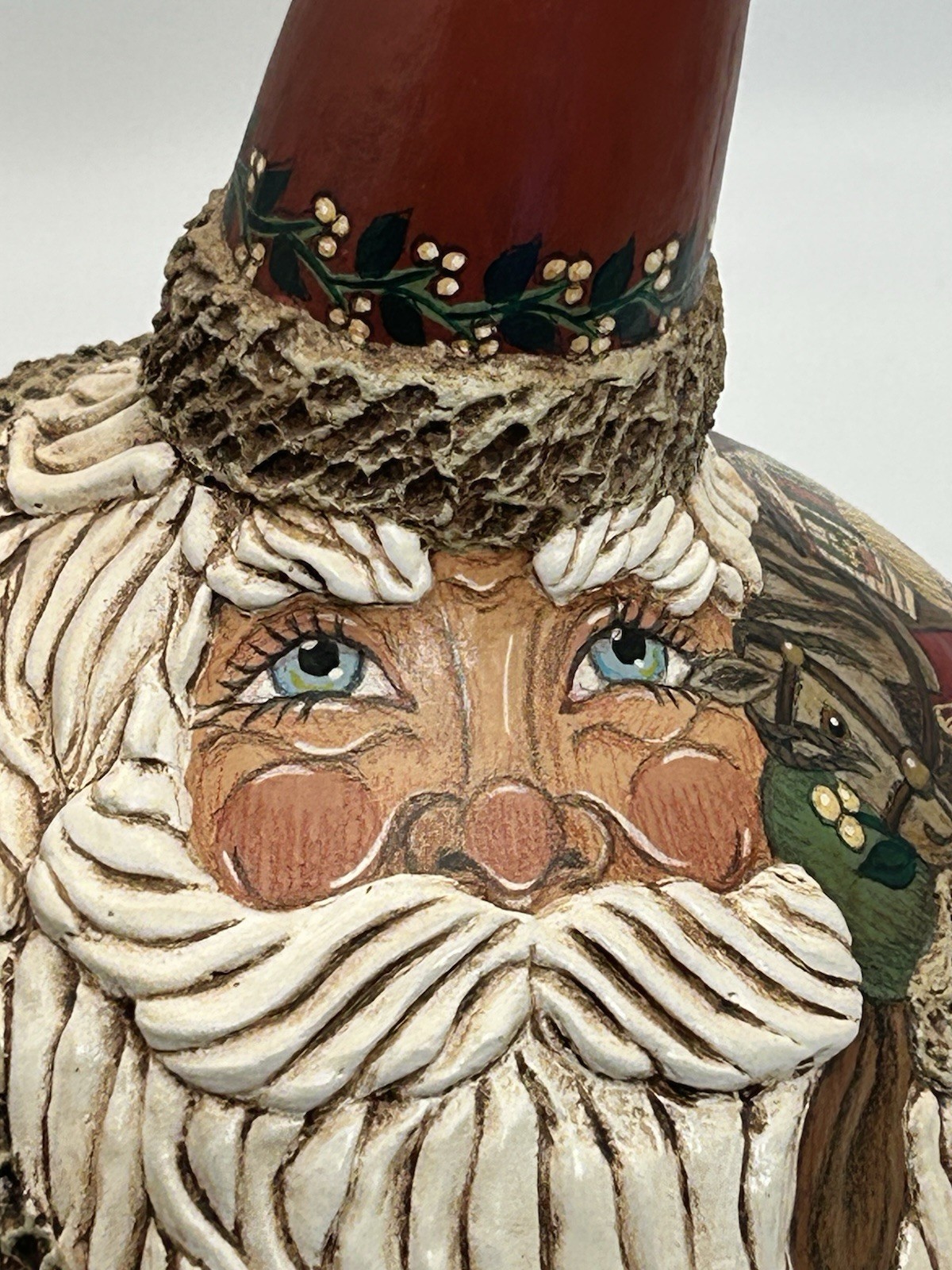 Santa Folk Art Painted Gourd Signed Sculpture G2Taylor 1999 #3 Christmas Decor