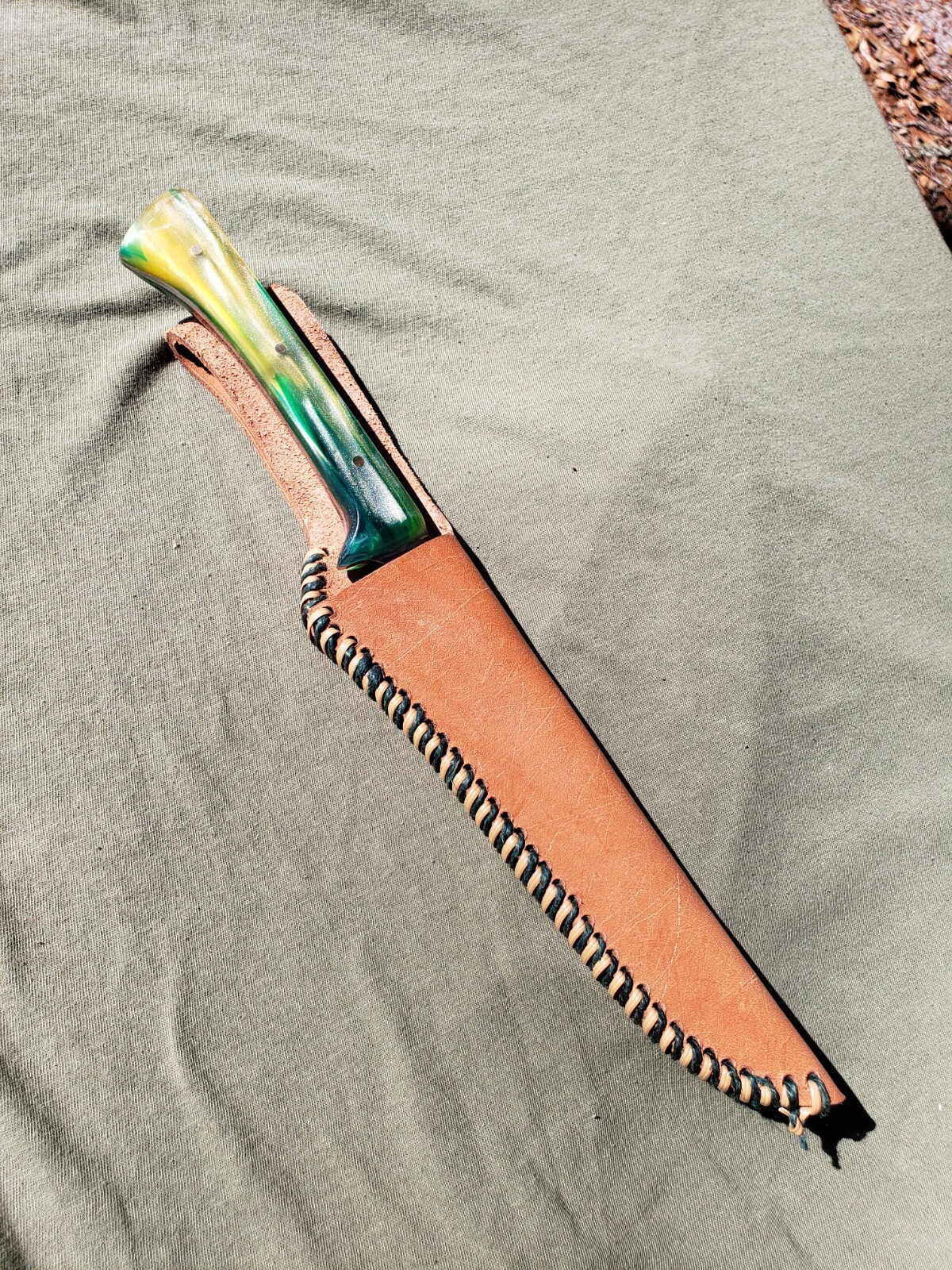 Hand Crafted Filet Knife Custom Colored Resin Handle Includes Sheath
