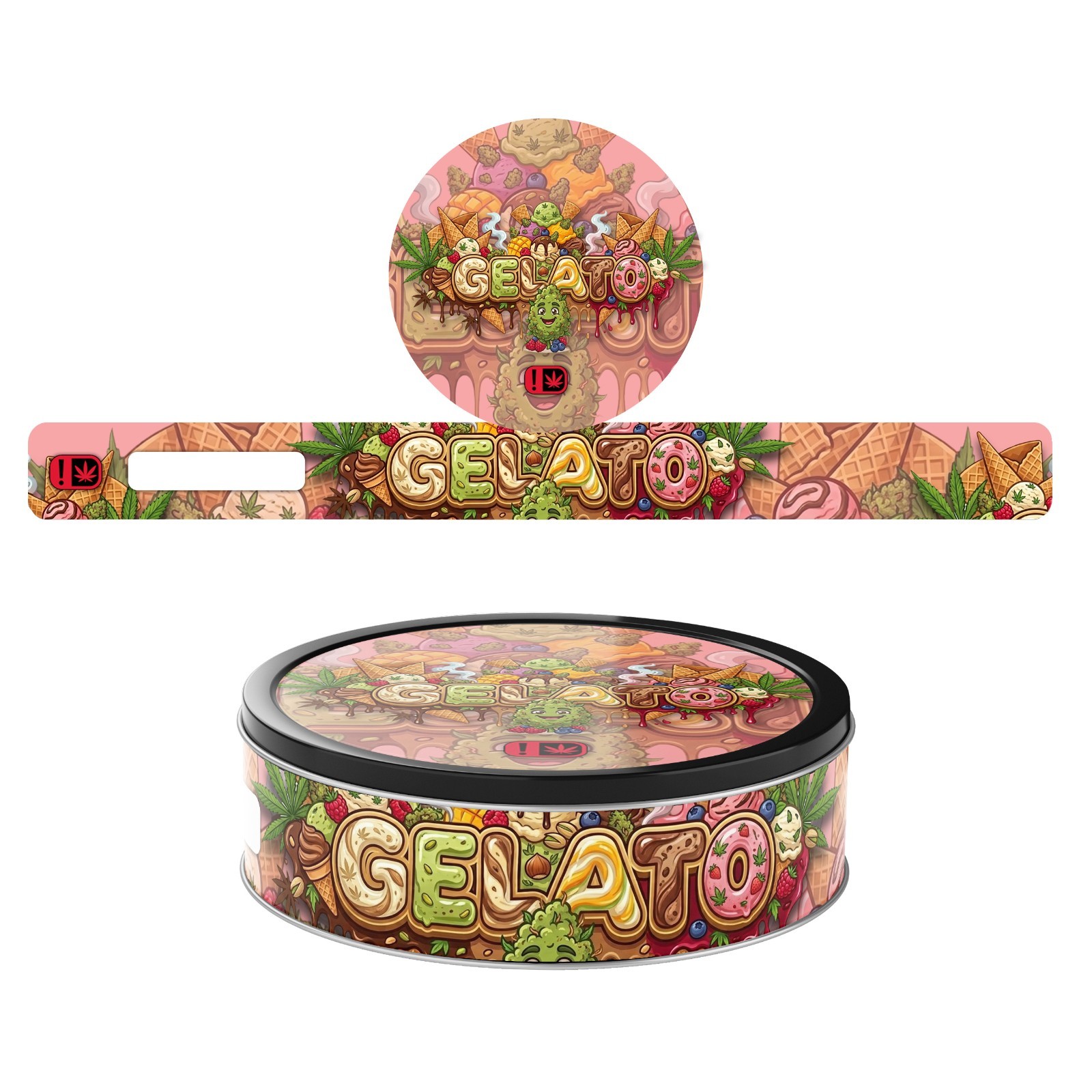 Gelato Stickers Labels for Cali Tuna Tin Cans – Lid and Side Labels