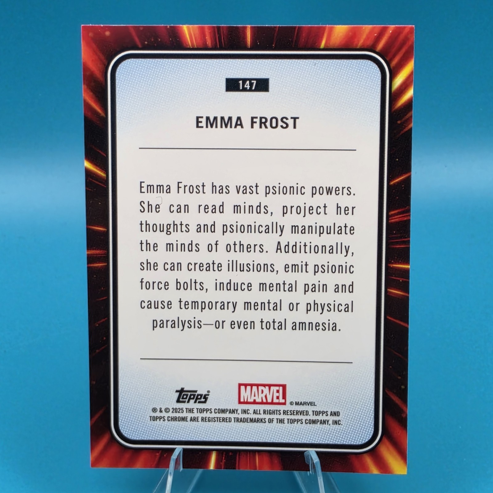 2025 Topps Chrome Marvel Emma Frost No. 147 Yellow Lava Refractor