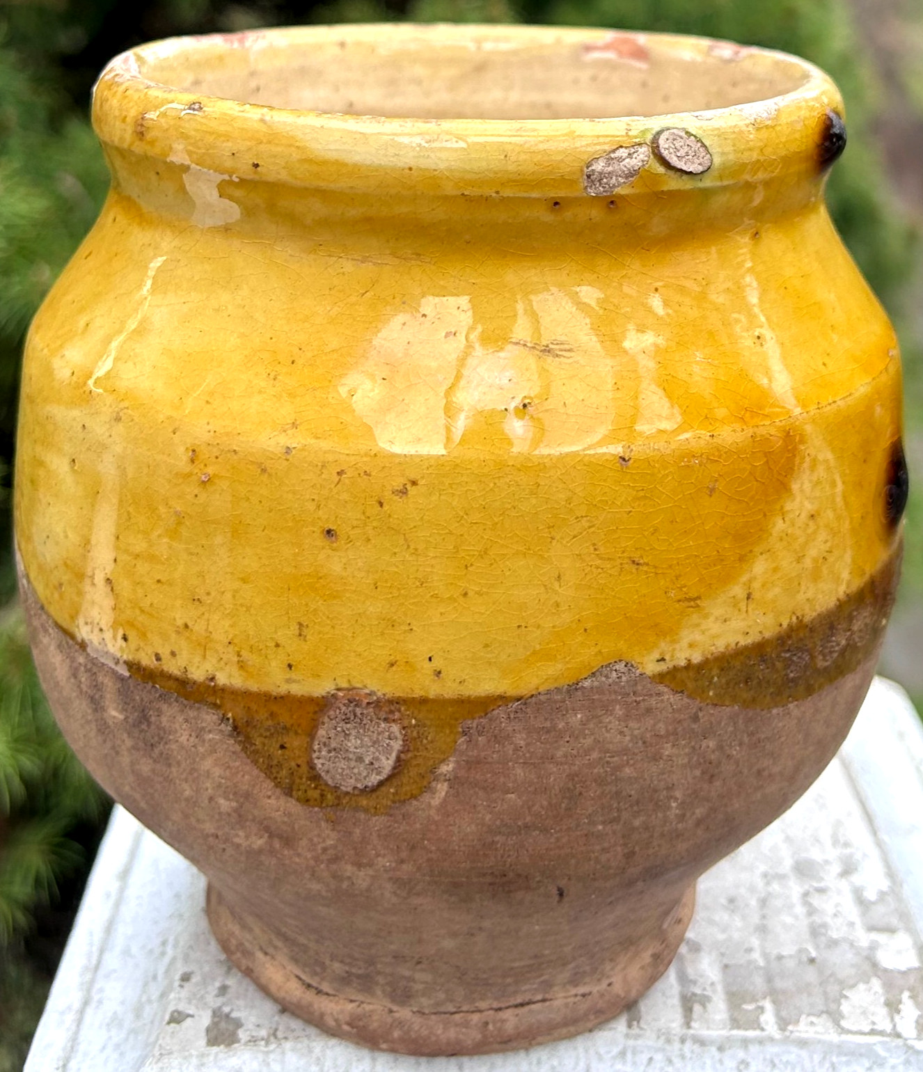 FRENCH ANTIQUE POTTERY CONFIT CONSERVE POT CERAMIC GLAZE JAR EARTHENWARE VESSEL