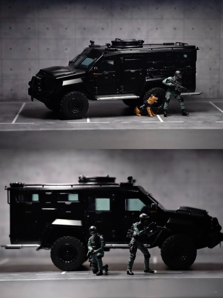 TG MVA 1:64 Black Bearcat AFV Armored Vehicle Figure Model Diecast ABS Car New